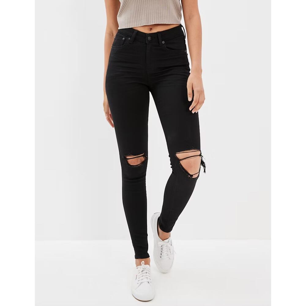 American Eagle Black Distressed Jeans Size 4